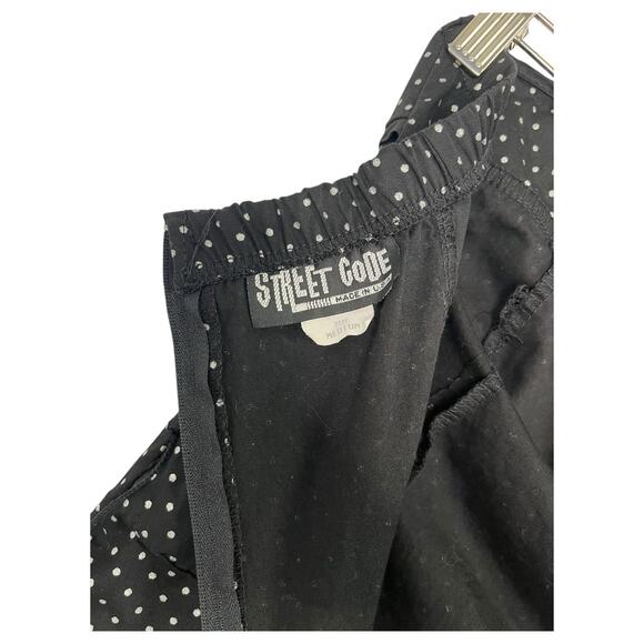 VTG Pinup Dress Womens Medium Black Polka Dot Black Fit Flare Strapless Retro - Picture 9 of 14